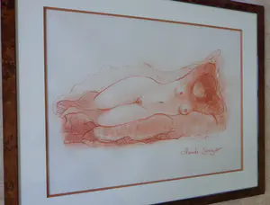 AcheterClaude Sauzet - LIGGENDE NAAKTE VROUW / ORIGINEEL WERK / 68x82cm / KADER / SIG? Enchérissez de 40!