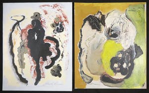 Bert Braam - Gemengde techniek op karton, Lot van twee abstracte composities kopen? Bied vanaf 1!