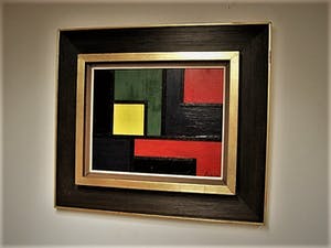 Pjotr van Oorschot - Geometrische Hout en Acrylverf Collage "Hommage a de Stijl" gesigneerd kopen? Bied vanaf 10!