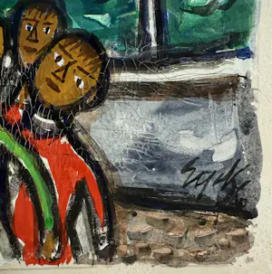 Charles Eyck - gemengde techniek op karton | 'Scheveningen op de boulevard' | 1951 kopen? Bied vanaf 900!