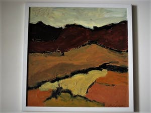 Hanneke Nobel - Boeiend Minimalistisch olieverf "Kalahari Woestijn Zuid Afrika" - gesigneerd kopen? Bied vanaf 10!