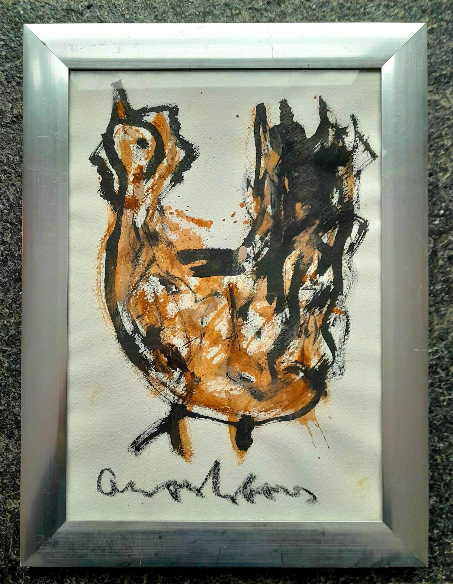 Anton Heyboer - Kip - Inkt en klei op geschept papier - 1995 - 35 x 26 cm - ingelijst kopen? Bied vanaf 135!