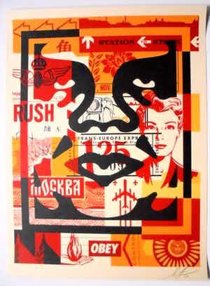 Shepard Fairey - (OBEY) - Face Collage II - offset - handgesigneerd verkauft für € 69!