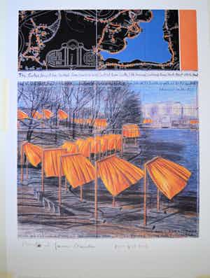 Christo - The Gates=Groot werk op gehamerd karton: handgesigneerd verkocht voor € 250!