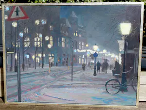 Nico Heijligers - Janskerkhof, sneeuw, olieverf op paneel kopen? Bied vanaf 1100!