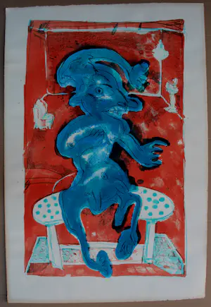 Lucebert - grote kleurenlitho: blauw figuur - 1977 kopen? Bied vanaf 299!