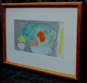Eugène Brands - Ingelijste gouache: Witte schaal met bloemen - 1979 kopen? Bied vanaf 1195!