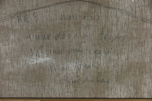 Ed Toorenburg - Olieverf op doek, Vuurdoorn tegen helling van berg - Ingelijst (Zeer groot) kopen? Bied vanaf 1!