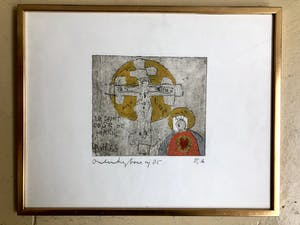 Anton Heyboer - Kruisiging - Ets E.A., Ingelijst kopen? Bied vanaf 240!