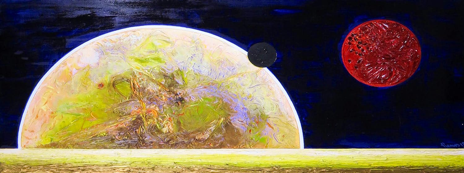 Pim Lenos - Olieverf op paneel, Zonder titel (Groot) verkocht voor € 100!