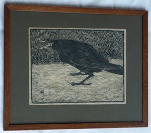 Jan Mankes - Ingelijste houtsnede , ‘Schreeuwende kraai’ – handgesigneerd - 1918 kopen? Bied vanaf 1!