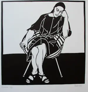 Auk de Boer - linosnede - 1983 kopen? Bied vanaf 75!