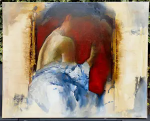 Hans Vanhorck - Nude with robe, acrylverf op doek (groot) kopen? Bied vanaf 395!