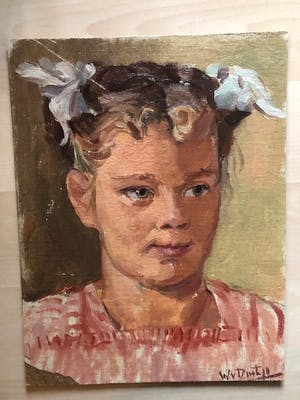 Willem van Dort - Portret van meisje (Willy) met bloemen in het opgestoken haar kopen? Bied vanaf 55!