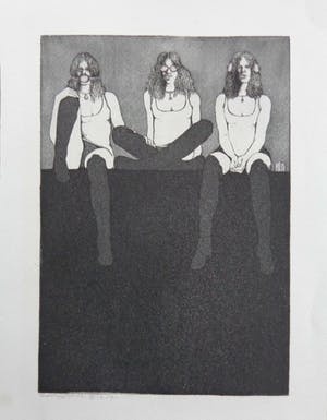 Niet of onleesbaar gesigneerd - DRIE VROUWEN / ZW-W ETS / 28x20cm / SIG / 1972 kopen? Bied vanaf 10!