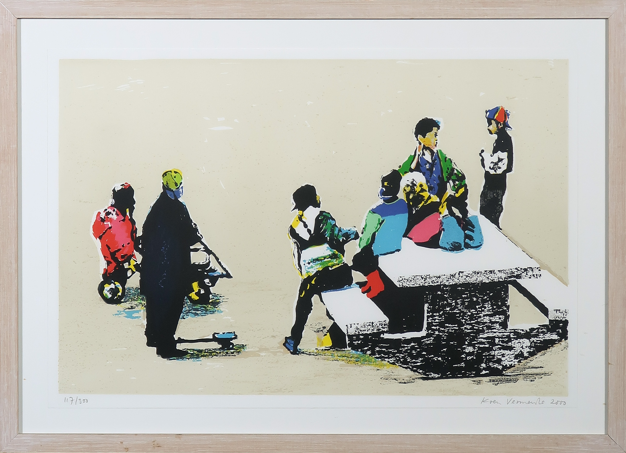 Koen Vermeule - Zeefdruk, Zonder titel - Ingelijst verkocht voor € 50!