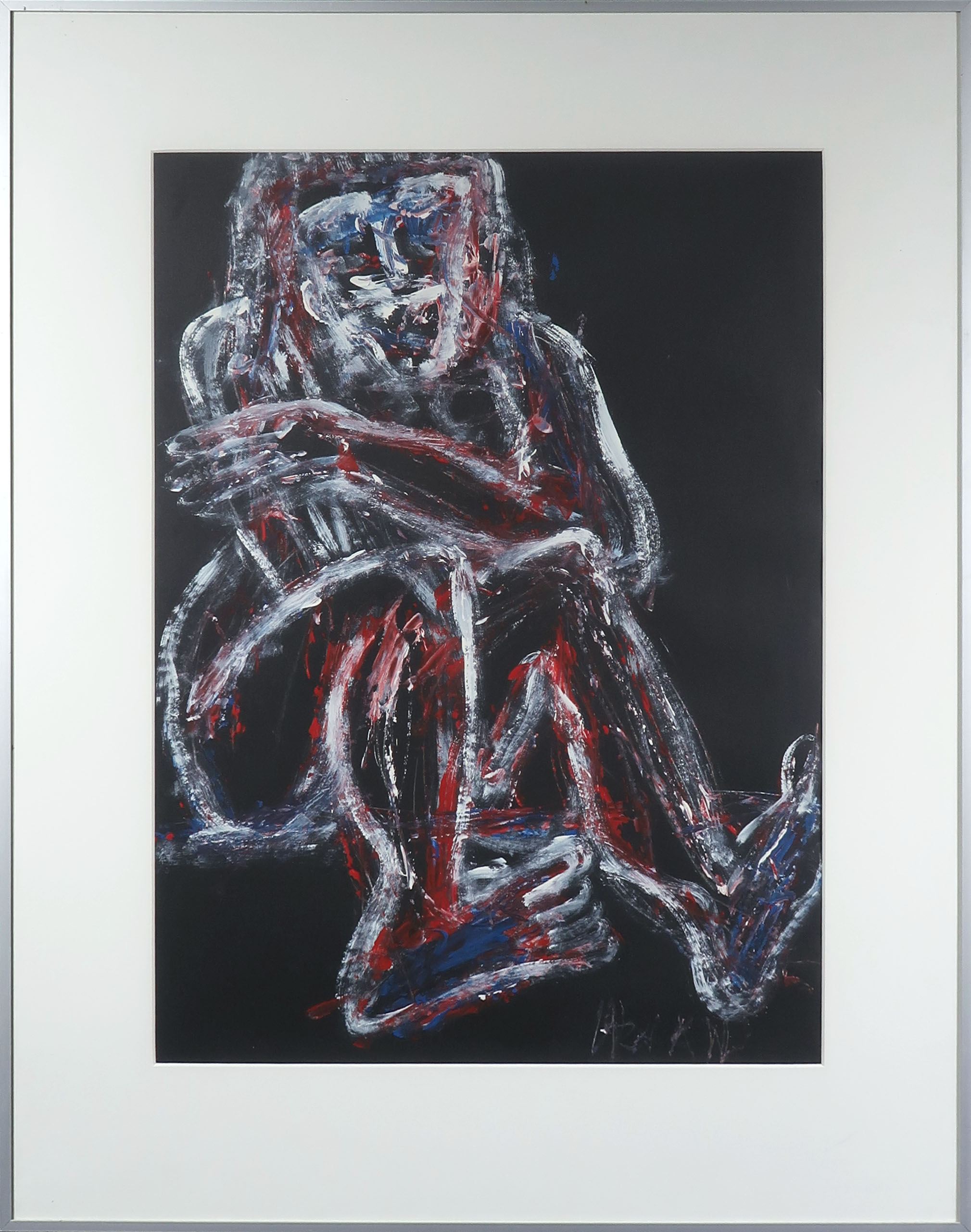 Niet of onleesbaar gesigneerd - Gouache op papier, Zittend figuur - Ingelijst kopen? Bied vanaf 1!