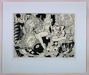 Henk Schiffmacher - Zeefdruk op papier, Pin up - Ingelijst verkauft für € 160!