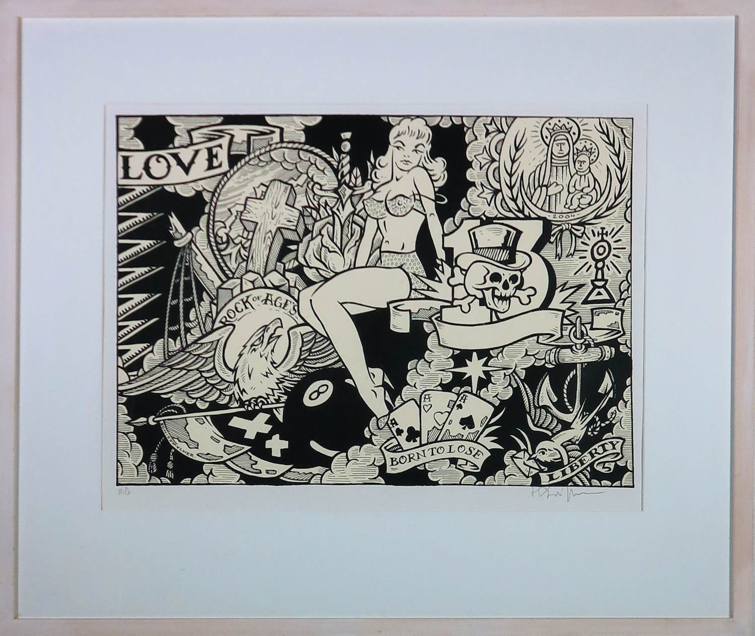 Henk Schiffmacher - Zeefdruk op papier, Pin up - Ingelijst kopen? Bied vanaf 100!