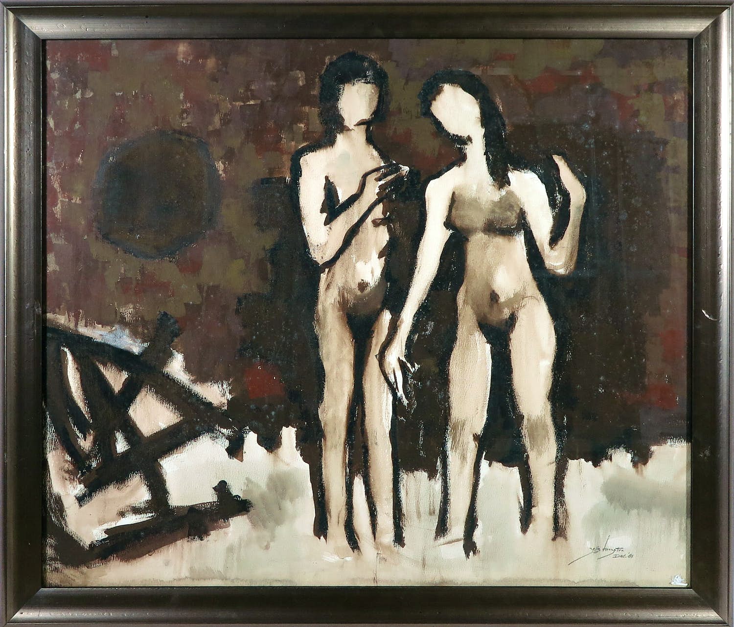 Jelle Hoogstra - Aquarel, Man en vrouw - Ingelijst kopen? Bied vanaf 1!