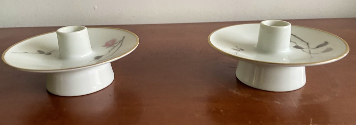 Rosenthal - Set porseleinen kandelaren Form 2000 decor Japanse kersenbloesem Japanse kopen? Bied vanaf 20!