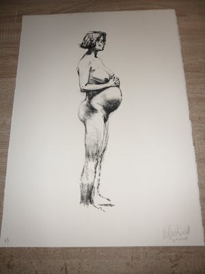 Peter Klashorst - Litho. Titel, "Pregnant". kopen? Bied vanaf 35!