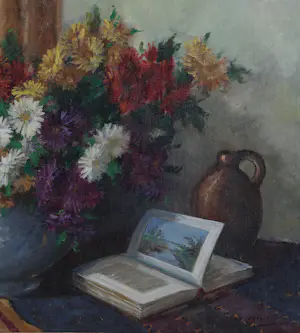 Hans Lenteman - Bloemstilleven met boek kopen? Bied vanaf 200!