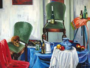 Bart Domburg - Olieverf op doek, Zonder titel (Zeer groot) verkocht voor € 350!