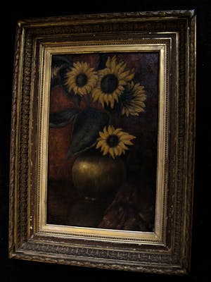 Niet of onleesbaar gesigneerd - omstreeks 1930 - gesigneerd - Stilleven van Zonnebloemen in messing pot kopen? Bied vanaf 1!