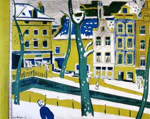 Jan Wiegers - Achterburgwal in de winter verkocht voor € 175!