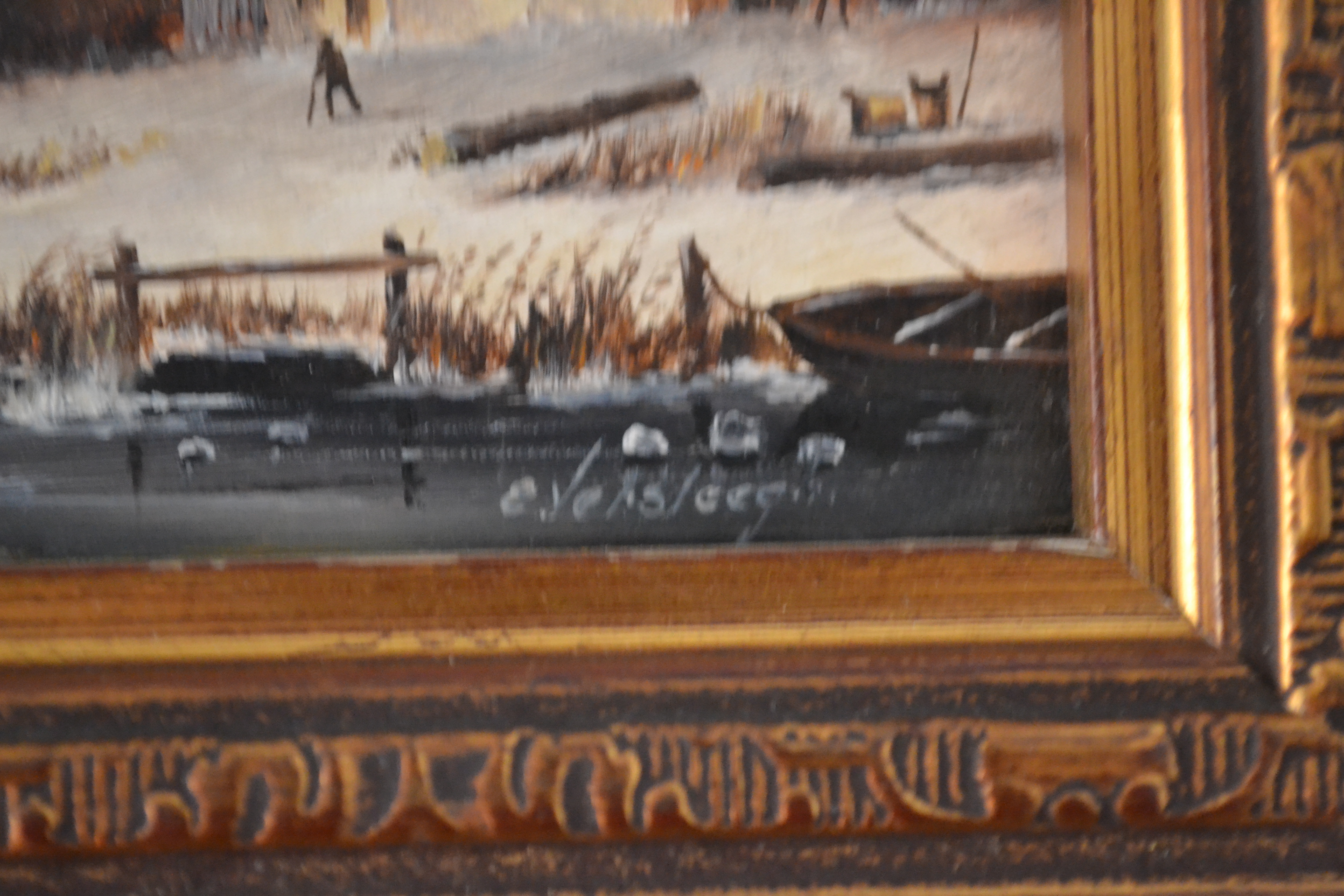 Niet of onleesbaar gesigneerd - Hollands winterlandschap - Olieverf op paneel kopen? Bied vanaf 1!