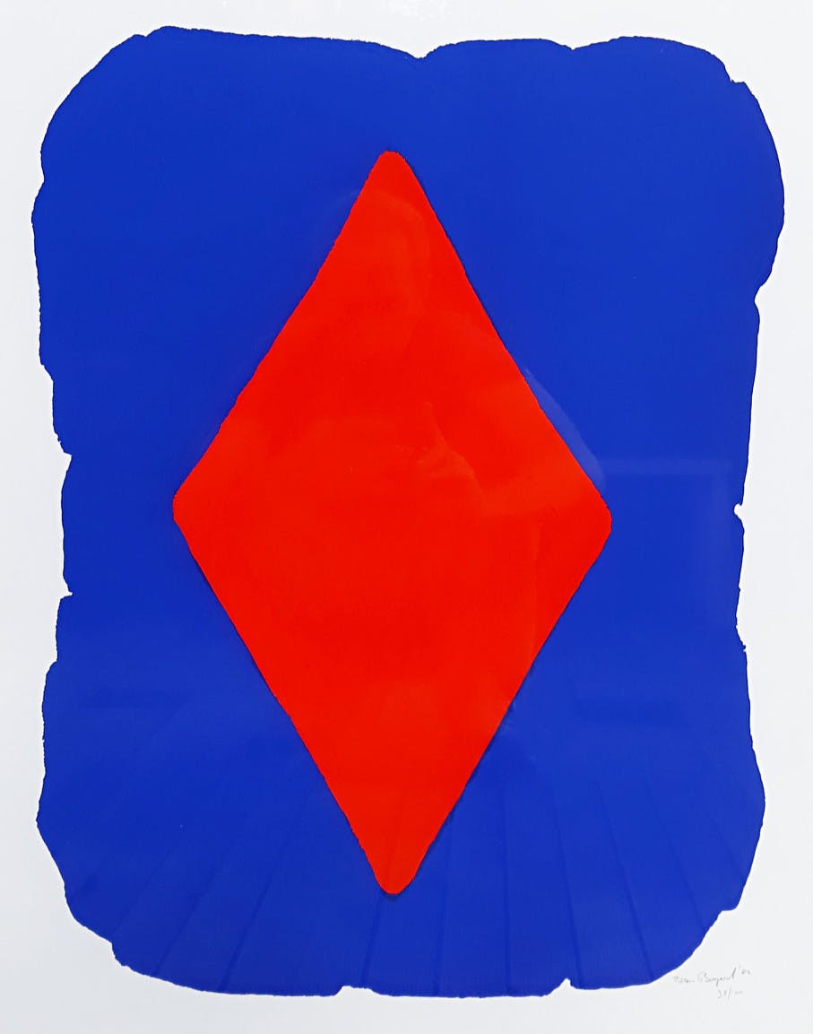 Bram Bogart - Geometrisch abstracte compositie, zeefdruk (prachtig ingelijst, groot) verkocht voor € 1!