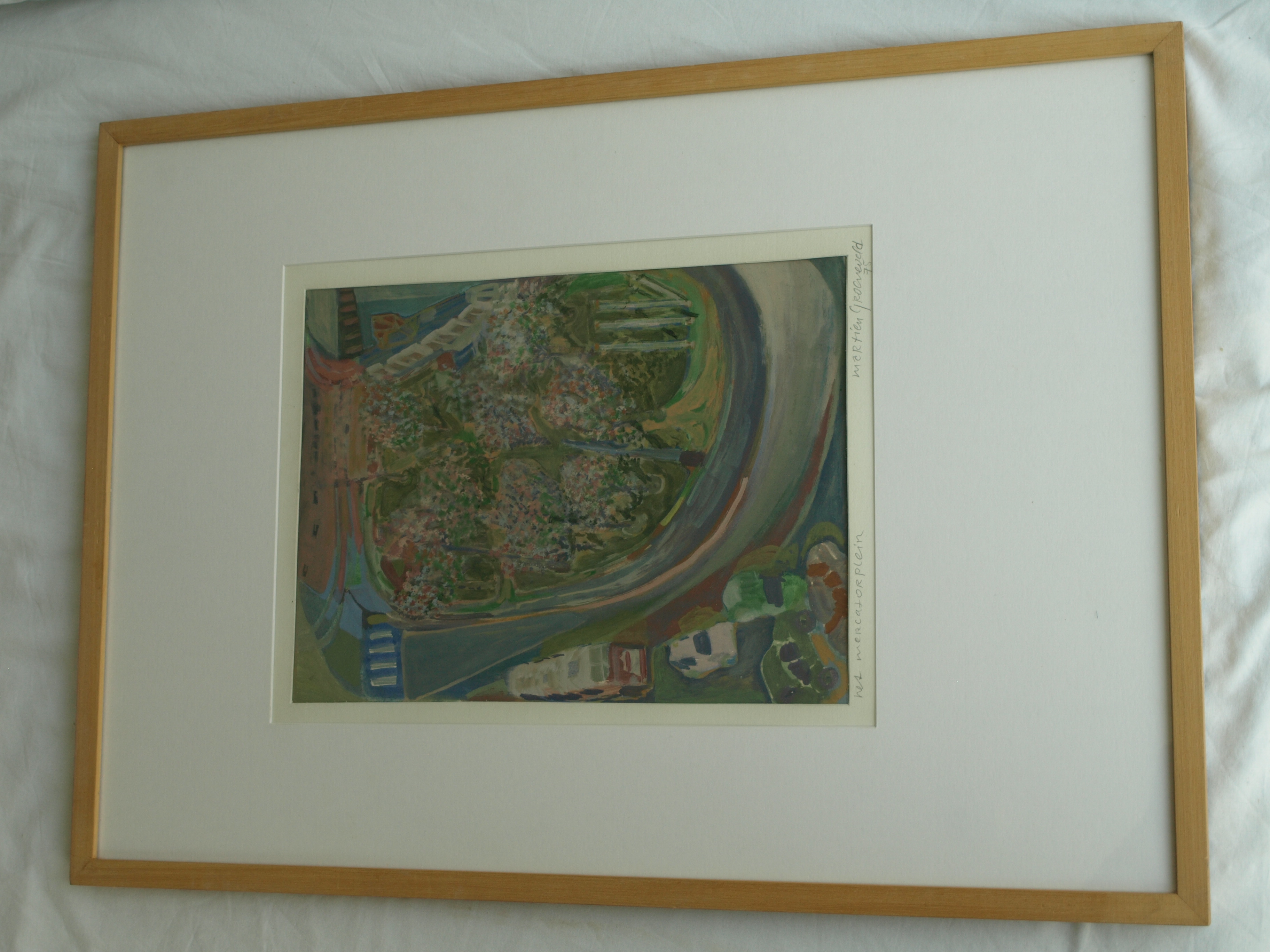 Martien Groeneveld - Gouache , Mercatorplein – gesigneerd & ingelijst – 1975  kopen? Bied vanaf 1!
