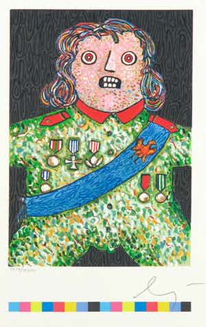 Enrico Baj - Litho en reliëfdruk, De kleine generaal verkocht voor € 40!