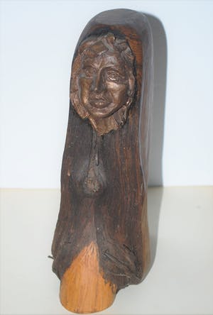 Brons (Onbekend) - Brons in houten beeld kopen? Bied vanaf 45!