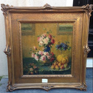 Henry Kokken - C455 - Bloemstilleven met fruit. kopen? Bied vanaf 150!