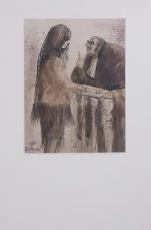 Cees Bantzinger - Pentekening op papier, Zonder titel - Ingelijst kopen? Bied vanaf 40!