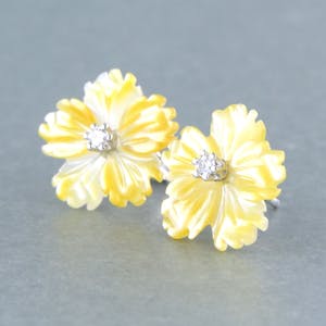 18k witgouden oorknoppen met agaath en diamant 0.08 ct - F/G - VS/SI kopen? Bied vanaf 170!