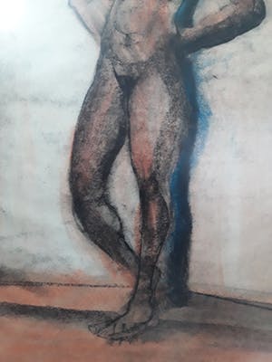 Chris Tonbreeker - Vrouw figuur no:2 krijttekening,naakt kopen? Bied vanaf 50!