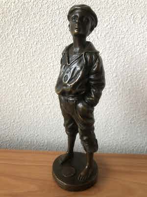 Victor Szczeblewski - Prachtig bronzen beeld - Whistling Boy - van een blootsvoets fluitend jongetje. verkocht voor € 85!