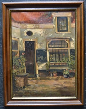 Bertha Muller - Olieverf op doek - Haarlemsch Hofje - 1949 kopen? Bied vanaf 10!