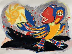 John Lie a Fo - kleurenlitho - zonder titel - 1994 verkocht voor € 70!