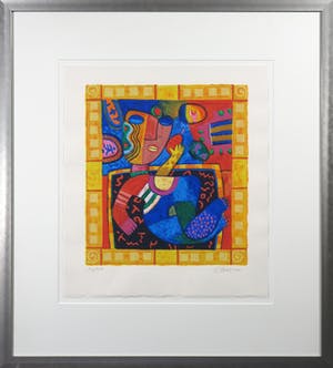 Clemens Briels - Zeefdruk, Gloria is always close to her mobile - Ingelijst kopen? Bied vanaf 50!