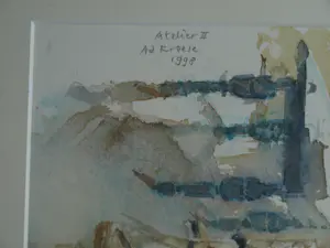 Ad Kroese - Ingelijste aquarel , Atelier II – 1998 - Lijst, 60 x 49 cm. kopen? Bied vanaf 100!
