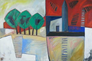 Philip Vencken - Olieverf op doek, Landschap Menèrbe (Groot) kopen? Bied vanaf 200!