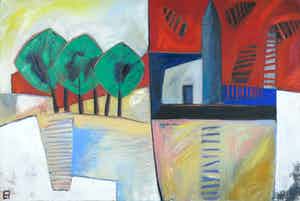 Philip Vencken - Olieverf op doek, Landschap Menèrbe (Groot) verkocht voor € 200!