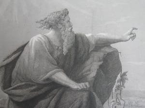 Niet of onleesbaar gesigneerd - Mozus op de Berg - Gravure en Reliëf van/naar J.F.C. Reckleben (1819 - 1879) kopen? Bied vanaf 1!