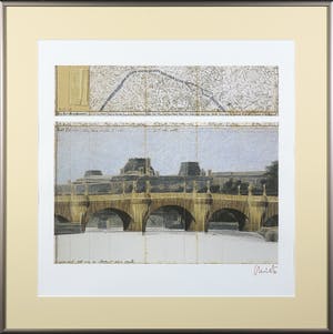 Christo - Handgesigneerd exemplaar The Pont Neuf Wrapped met stukje stof - Ingelijst kopen? Bied vanaf 1!
