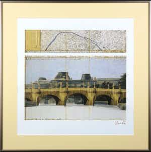 Christo - Handgesigneerd exemplaar The Pont Neuf Wrapped met stukje stof - Ingelijst verkocht voor € 1!