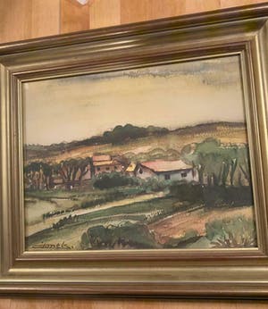 Jacques Mels - aquarel , landschap , ingelijst en handgesigneerd kopen? Bied vanaf 39!